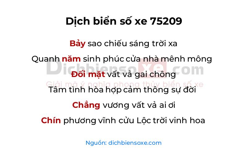Dịch thơ biển số 75209