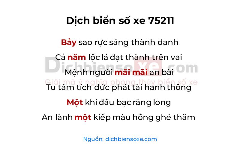 Dịch thơ biển số 75211