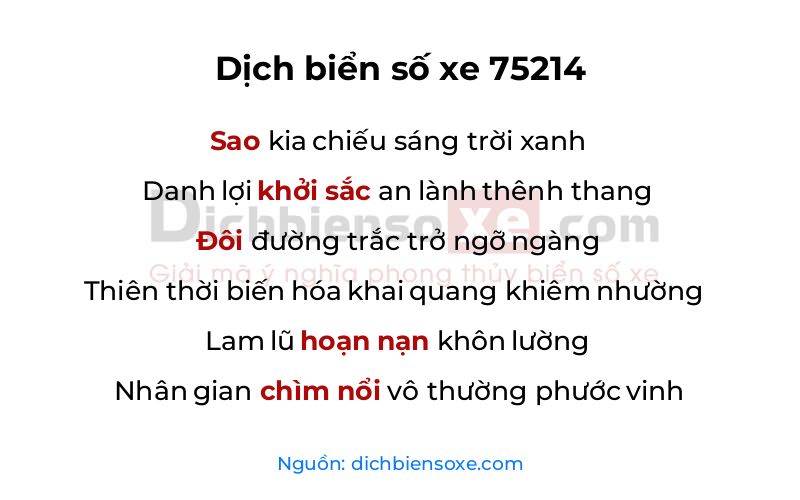 Dịch thơ biển số 75214