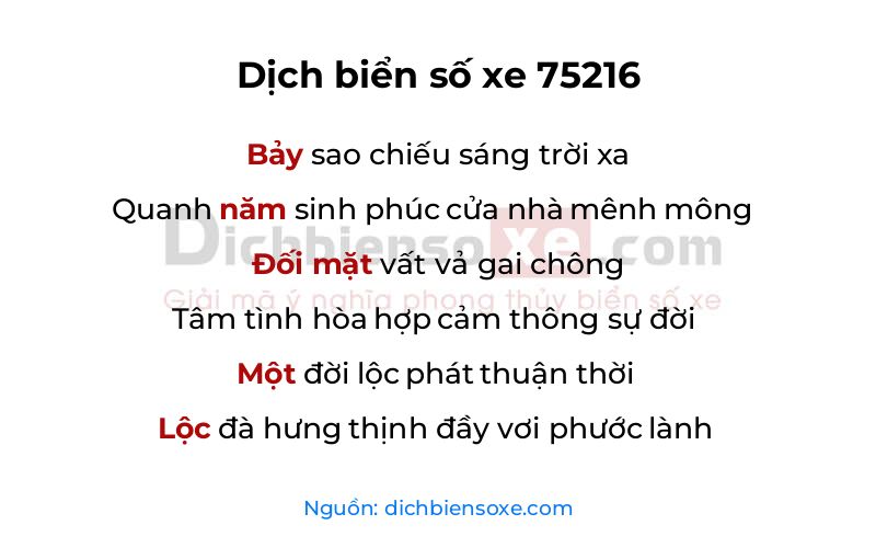 Dịch thơ biển số 75216