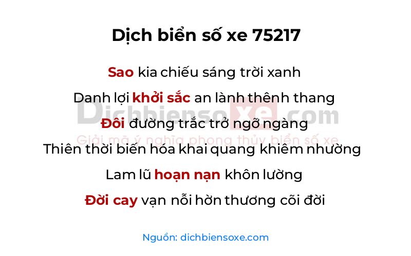 Dịch thơ biển số 75217
