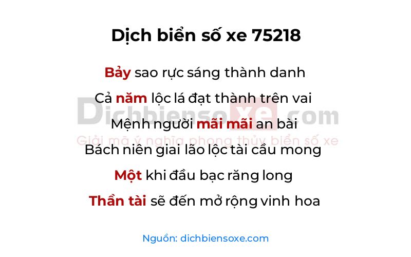 Dịch thơ biển số 75218