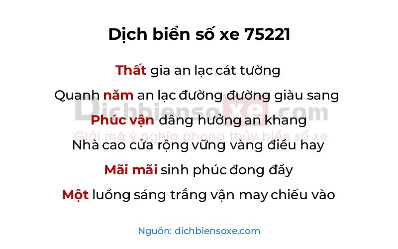 Dịch thơ biển số 75221