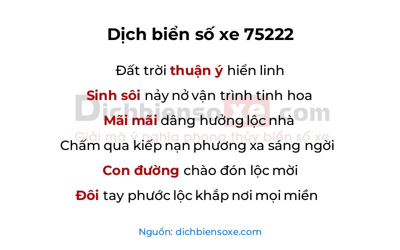 Dịch thơ biển số 75222