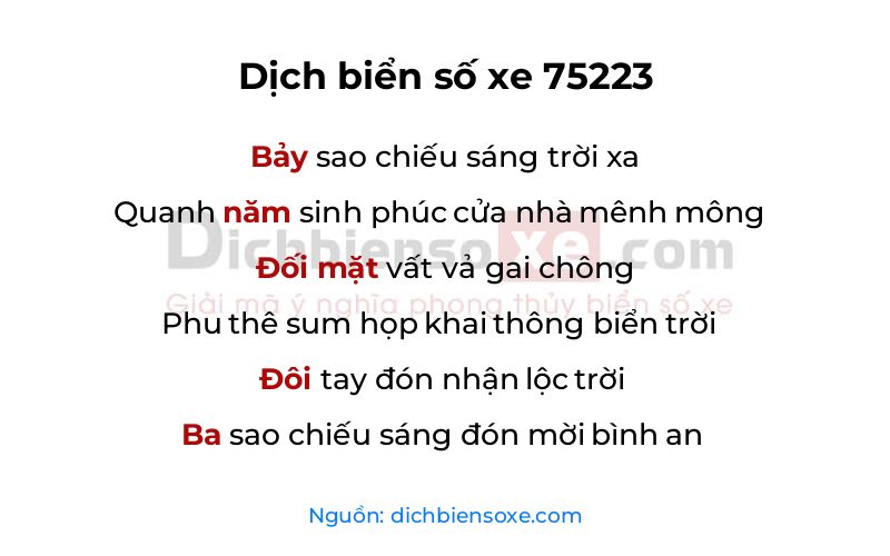 Dịch thơ biển số 75223