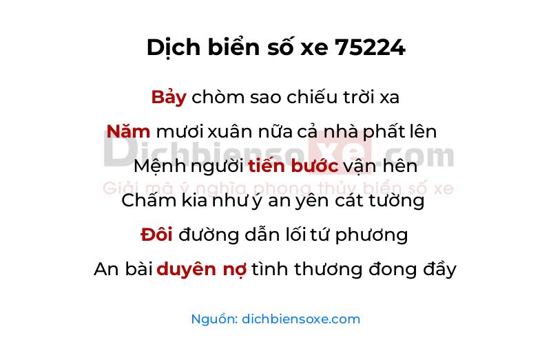 Dịch thơ biển số 75224