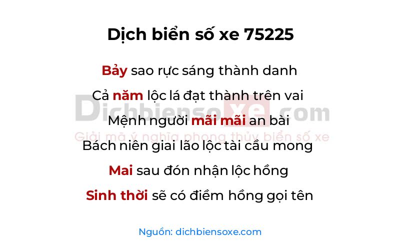 Dịch thơ biển số 75225