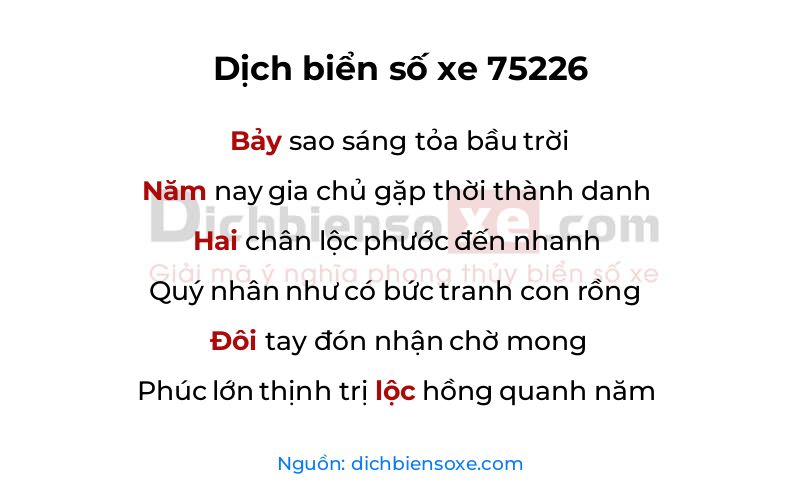 Dịch thơ biển số 75226
