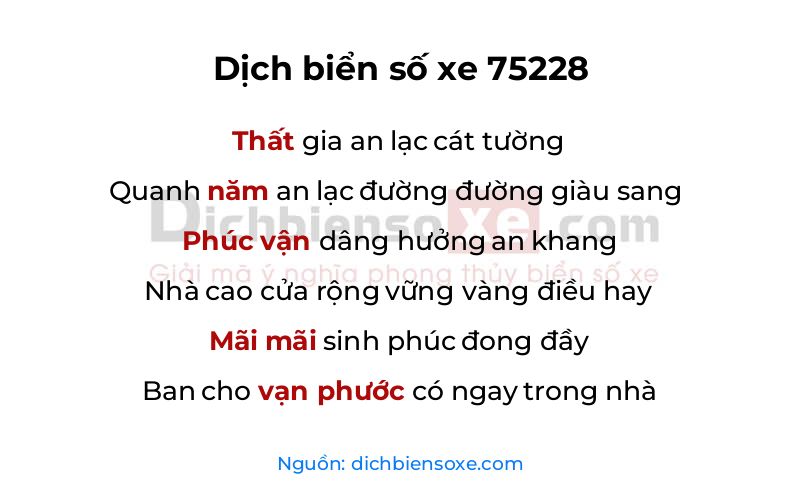 Dịch thơ biển số 75228