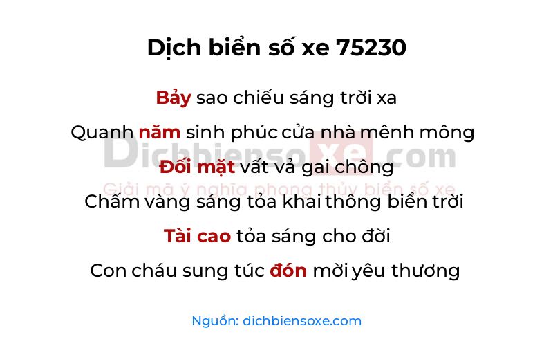 Dịch thơ biển số 75230