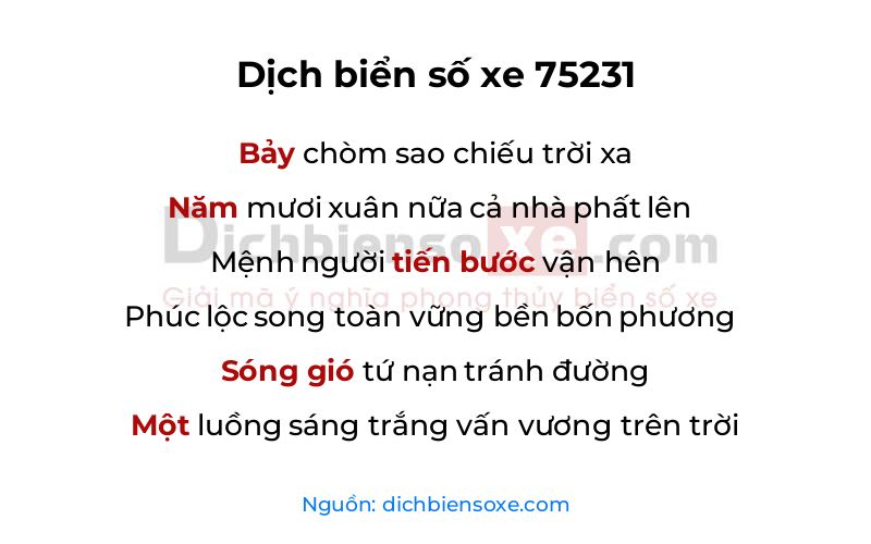 Dịch thơ biển số 75231