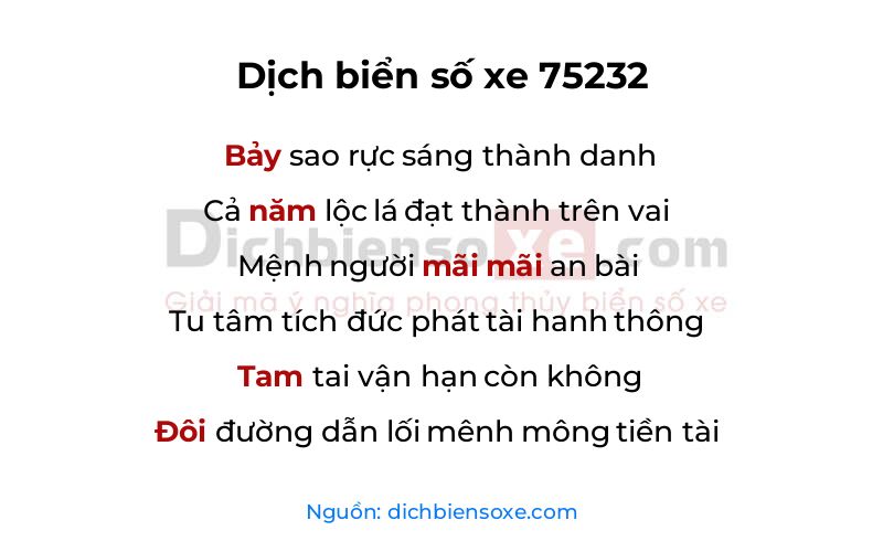 Dịch thơ biển số 75232