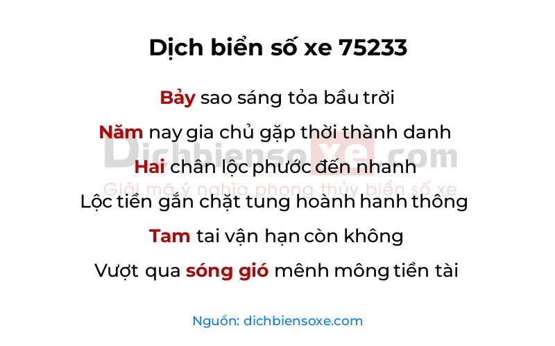 Dịch thơ biển số 75233