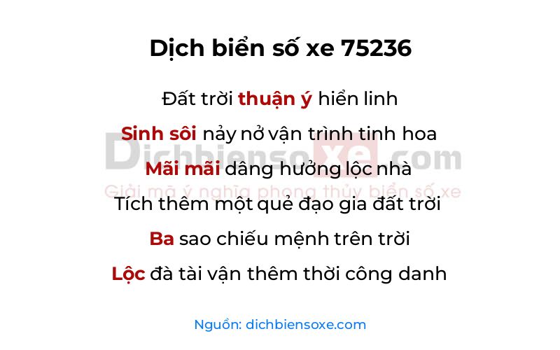 Dịch thơ biển số 75236
