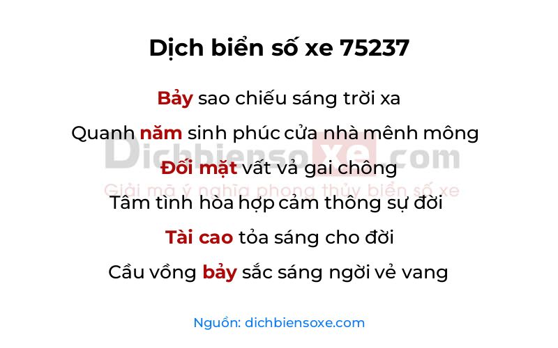 Dịch thơ biển số 75237