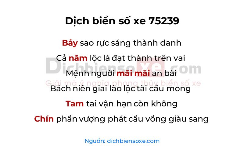 Dịch thơ biển số 75239