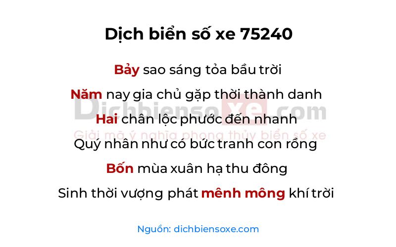 Dịch thơ biển số 75240