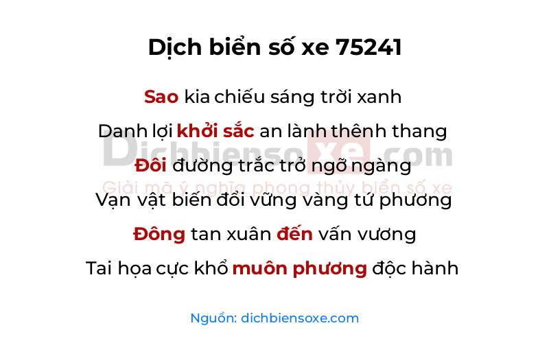 Dịch thơ biển số 75241