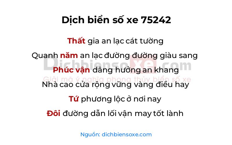 Dịch thơ biển số 75242