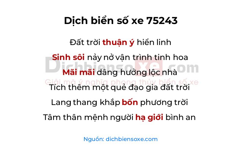 Dịch thơ biển số 75243