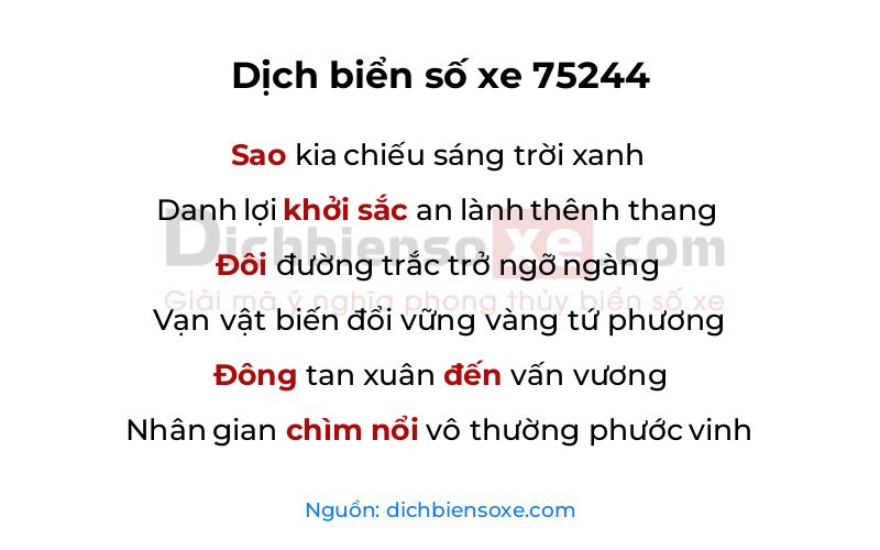 Dịch thơ biển số 75244