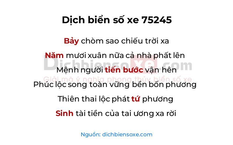 Dịch thơ biển số 75245