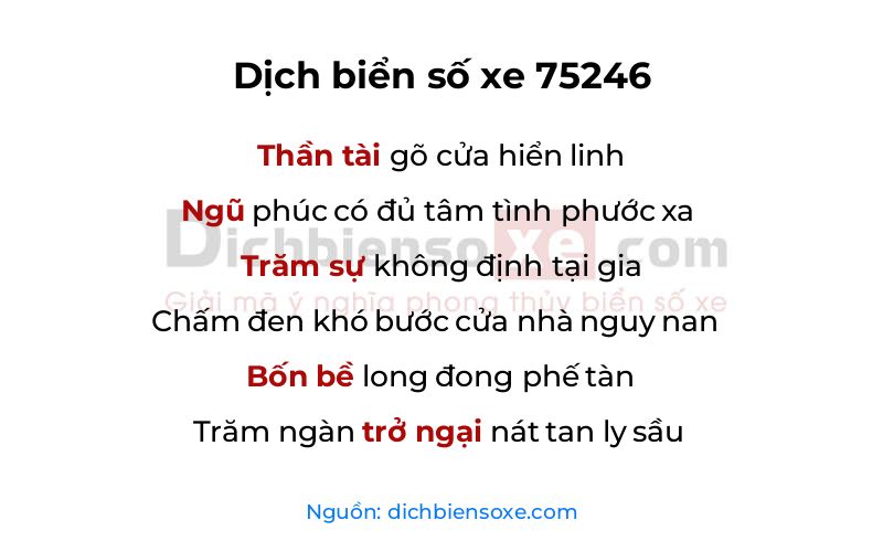Dịch thơ biển số 75246