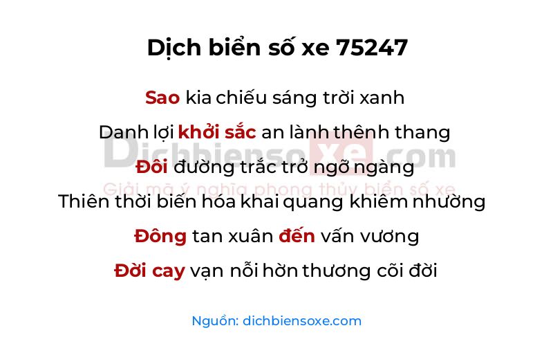 Dịch thơ biển số 75247