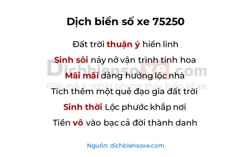 Dịch thơ biển số 75250