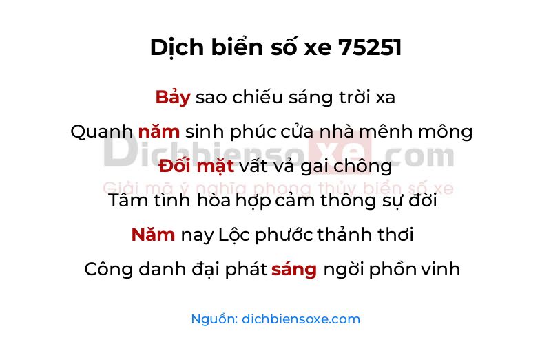 Dịch thơ biển số 75251
