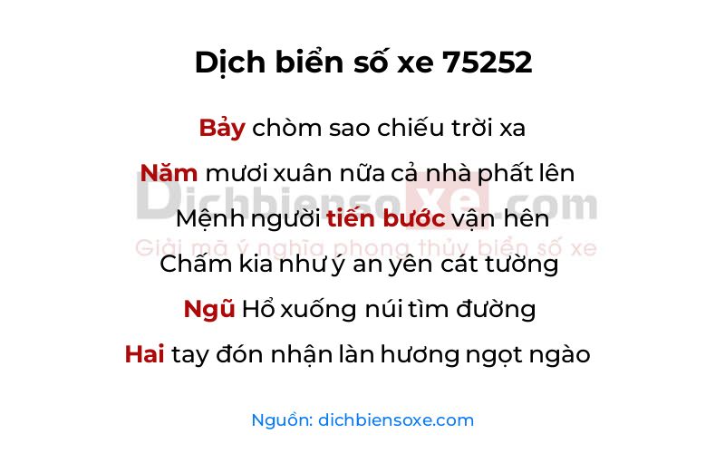 Dịch thơ biển số 75252