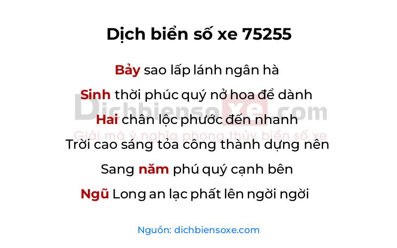 Dịch thơ biển số 75255