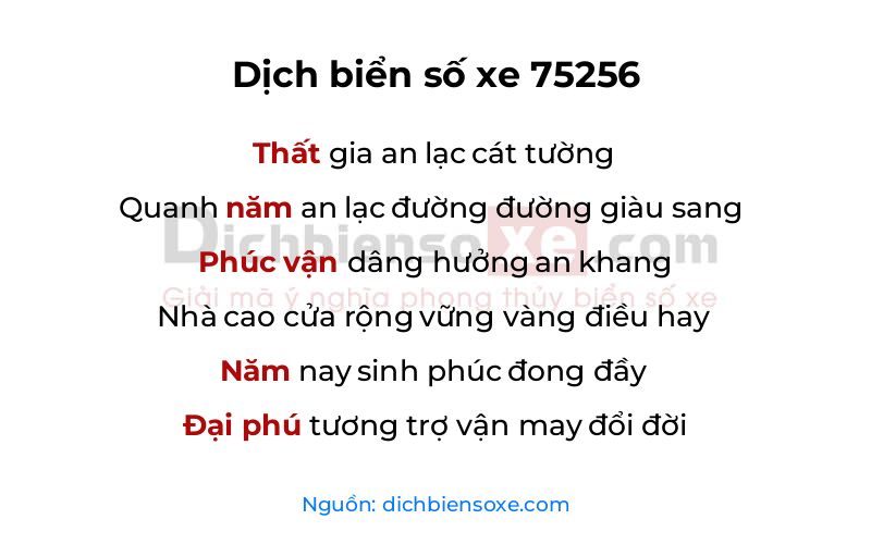 Dịch thơ biển số 75256