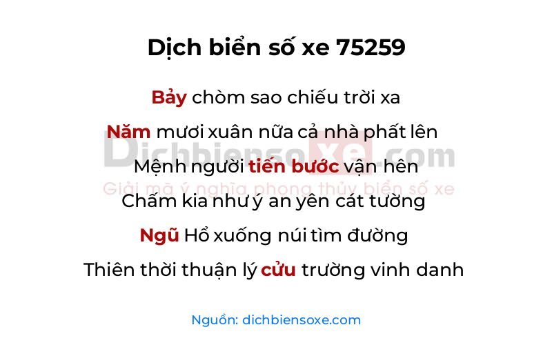 Dịch thơ biển số 75259