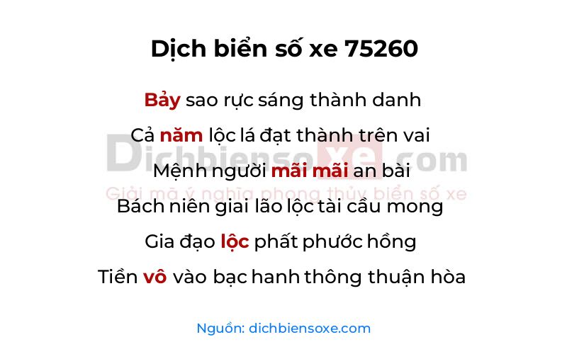 Dịch thơ biển số 75260