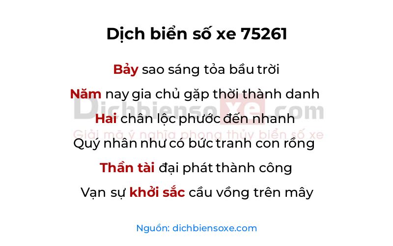 Dịch thơ biển số 75261