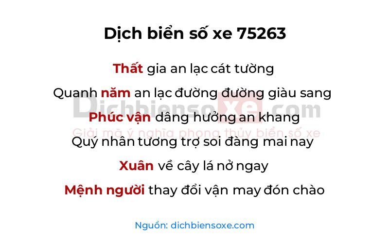 Dịch thơ biển số 75263