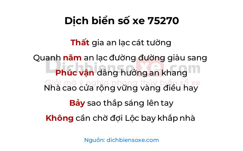 Dịch thơ biển số 75270
