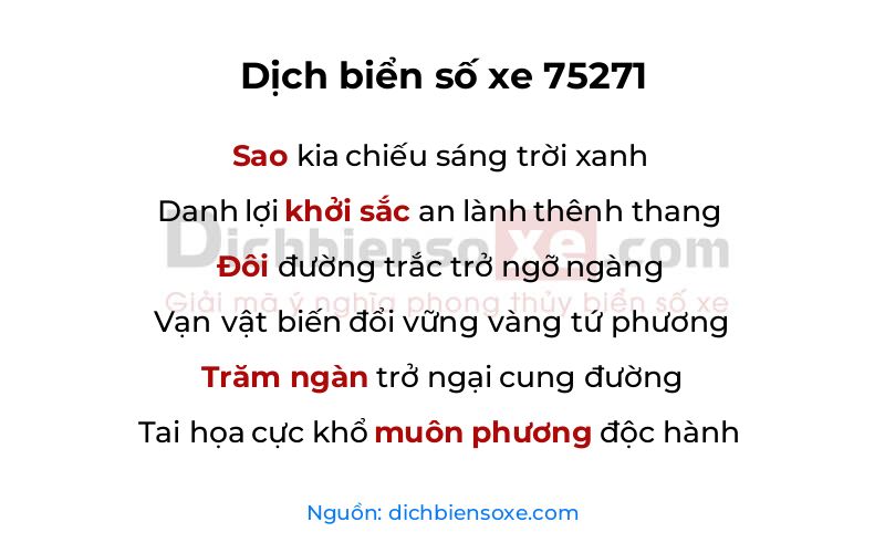 Dịch thơ biển số 75271
