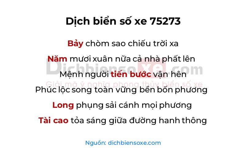 Dịch thơ biển số 75273