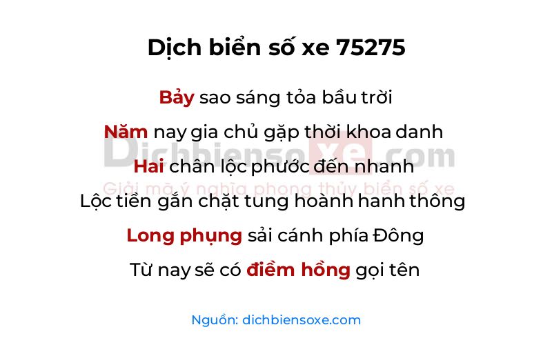 Dịch thơ biển số 75275