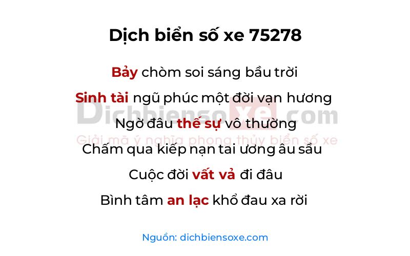 Dịch thơ biển số 75278