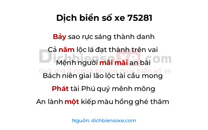 Dịch thơ biển số 75281