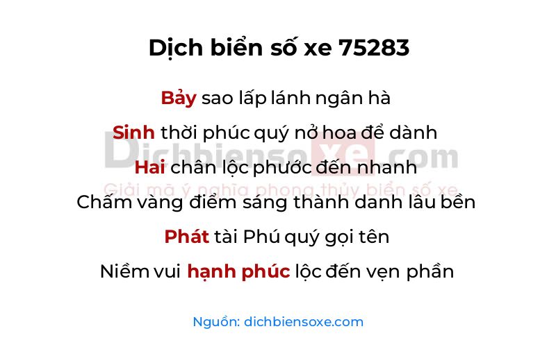 Dịch thơ biển số 75283
