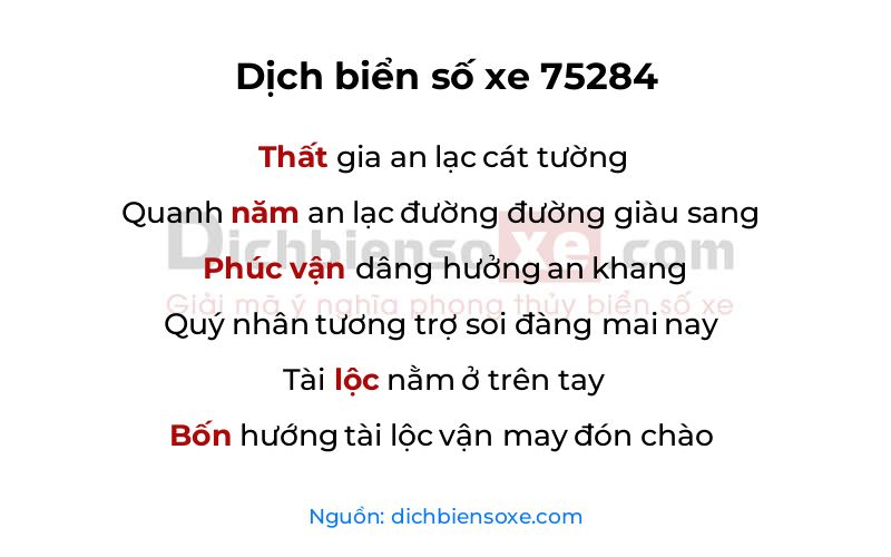 Dịch thơ biển số 75284