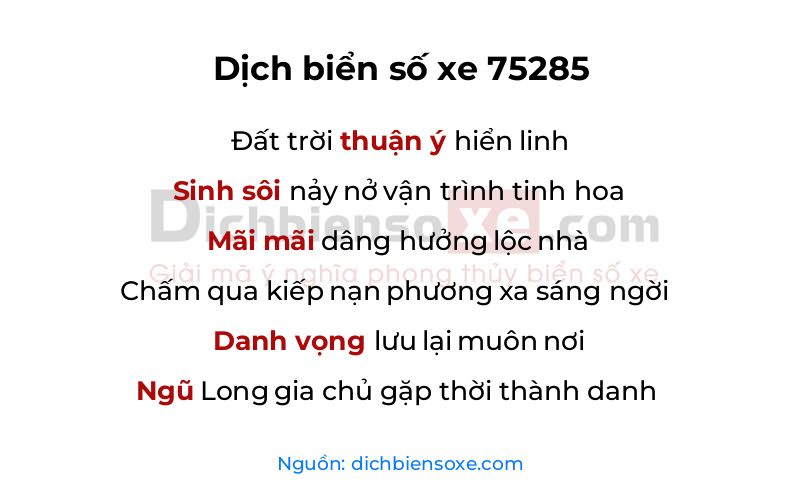 Dịch thơ biển số 75285