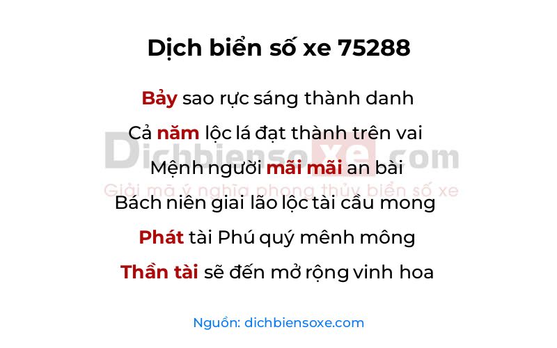 Dịch thơ biển số 75288