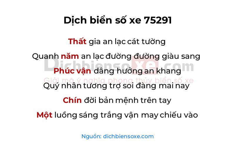 Dịch thơ biển số 75291