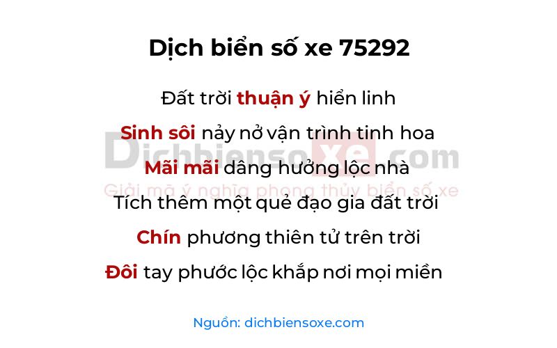Dịch thơ biển số 75292