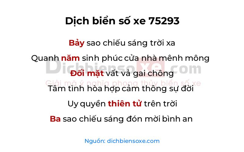 Dịch thơ biển số 75293